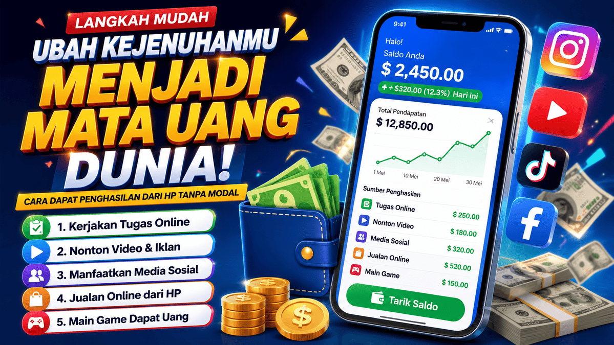 Cara Menghasilkan Uang dari HP Tanpa Modal untuk Pemula Tahun 2026