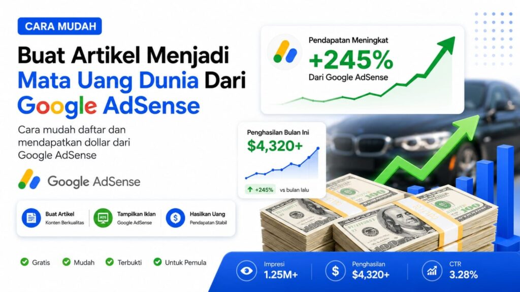 Cara mudah daftar Google AdSense dan mendapatkan dollar dari artikel situs web